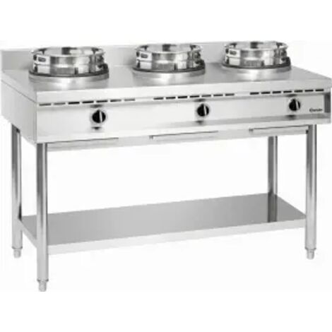 Cuisinière wok à gaz - 3 brûleurs x 11.5 kw - Bartscher