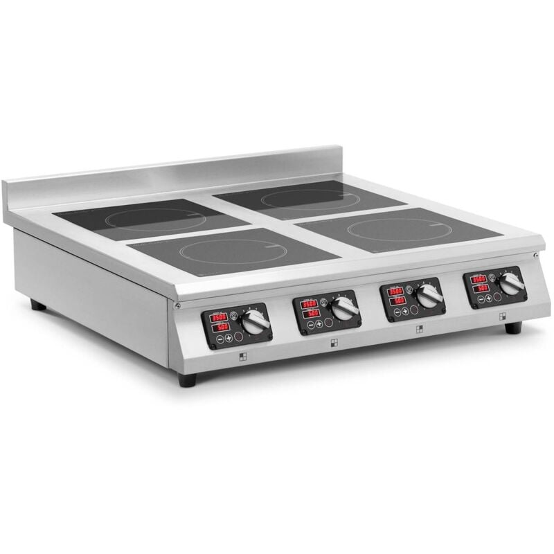 Royal Catering - Cuisinière à induction 4 plaques Minuterie 4 x 3500 w Inox
