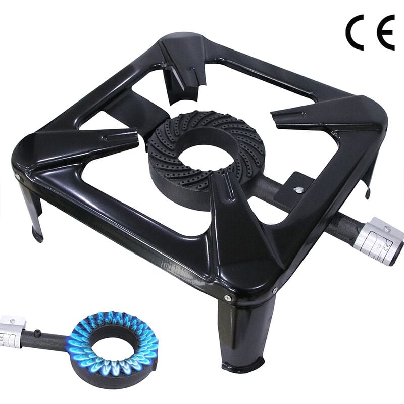 Cuisinière à tabouret Brûleur à gaz 4 pieds 6,5KW acier Cuisinière à gaz Plaque de cuisson camping Fonte