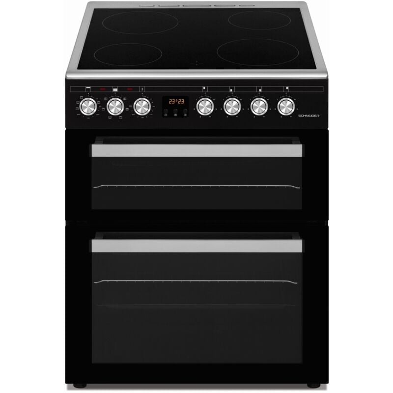 SCV6DOB Schneider Cuisinière vitrocéramique 4 foyers + 1 four convection naturelle et 1 four multifonction