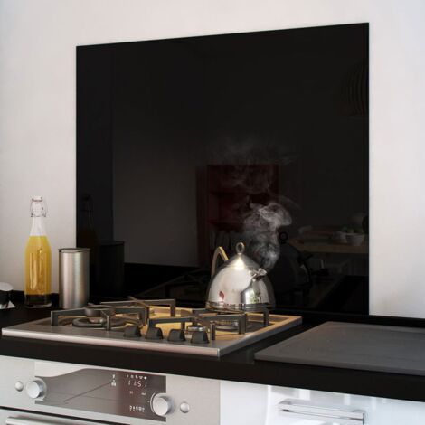 Cuisissimo – Crédence cuisine fond de hotte en verre trempé laqué – Noir – Largeur 60 cm – Hauteur 70 cm – Résistance optimale pour aménagement intérieur