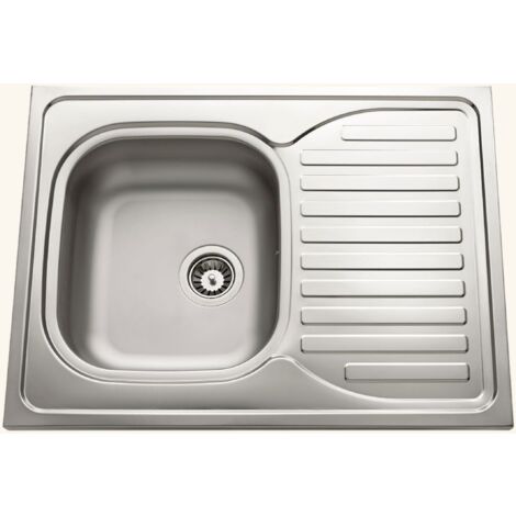 Cuisissimo – Évier inox à poser 1 bac réversible avec égouttoir – Bonde incluse – Sous-meuble 80 cm – Dimensions cuve 410x360x150 mm