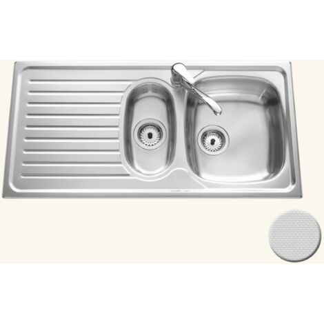 Cuisissimo – Évier inox nid d'abeille 100x50 cm – 1 bac réversible avec égouttoir – Bonde et siphon inclus – Pour meuble sous évier 60 cm