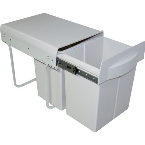 Cuisissimo – Poubelle à pédale encastrable 2 compartiments 2 x 20 litres – Ouverture manuelle – Système de fermeture douce – Largeur 40 cm