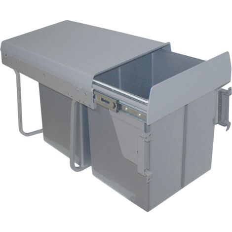 Cuisissimo – Poubelle encastrable double compartiment 2 x 20 litres – Système d'ouverture automatique – Dimensions minimales 40 cm de large
