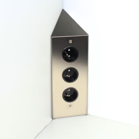 Cuisissimo – Multiprise pour angle cuisine 3 prises – Inox brossé – Tension 230V – Installation verticale ou horizontale