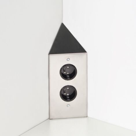 Cuisissimo – Prise de courant cuisine double 2 prises 230V – Inox brossé – Installation verticale/horizontale – Pour appareils électroménagers