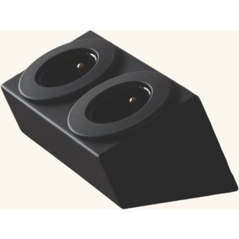 Cuisissimo – Prise cuisine double Soft Touch noire – 2 prises 230V – Installation verticale/horizontale – Pour appareils électroménagers modernes