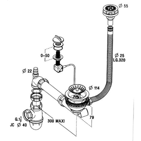 Cuisissimo – Vidage complet évier 1 bac – Siphon gain de place pour évier V&B Subway Pure – Évacuation efficace sous évier - CUIPD017