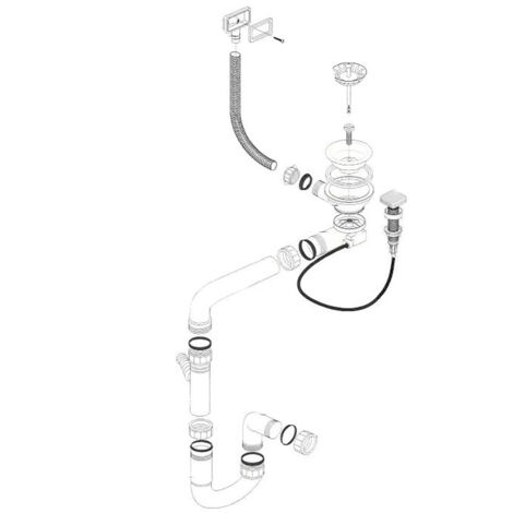 Cuisissimo – Vidage complet évier inox RIKAS – Siphon gain de place 90 mm – Évacuation efficace pour espaces confinés – 1 bac CUIPD033