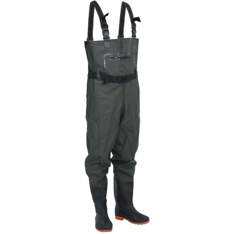 Vidaxl – Cuissardes avec bottes et ceinture vert foncé taille 38 – Matériau polyester enduit PVC – Résistance à l'eau – Confort optimal pour