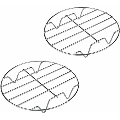 Cuisson Vapeur,Aupolo Support Panier Autocuiseur Acier Inoxydable Cuisson Vapeur Support Pizza Grille Refroidissement Assiette Gâteau,d'aliments pour la Cuisinière à Pression Air Fryer,(x2) MODOU