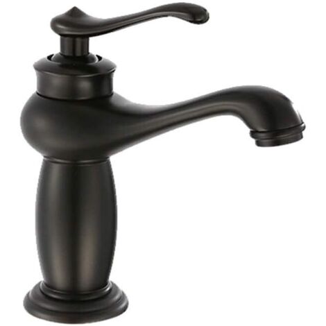 Cuivre Noir Ancien Robinet de Cuisine de Salle de Bain monotrou monocommande mitigeur Eau Froide-Chaude Lampe Cuisine Canal Robinet Simple Connexion