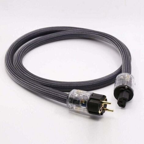 Cuivre pur avec câble d'alimentation HiFi blindé Cordon d'alimentation audio professionnel Câble d'alimentation secteur (plaqué or en norme européenne, 0.5cm)