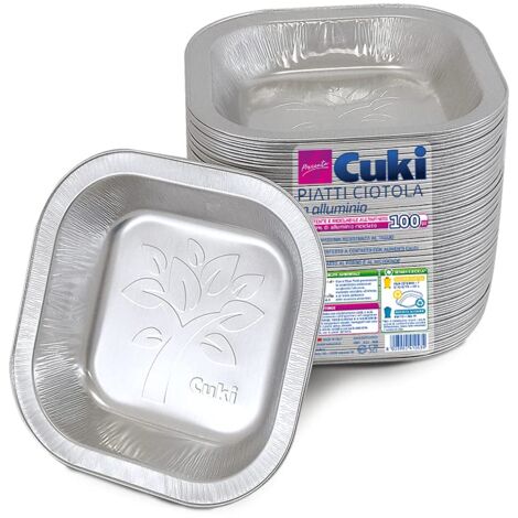 Cuki Piatti Ciotola in alluminio resistente e riciclabile all'infinito, dimensione cm 18,05x18,05, 1 confezione da 100 pezzi