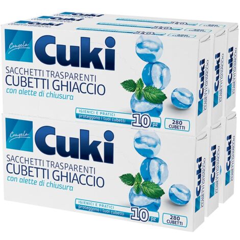 Cuki Sacchetti Ghiaccio, 280 Cubetti, 6 Confezione da 10 Pezzi, Plastica