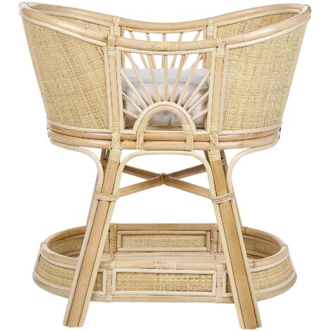 Culla in rattan rustica per bambini con cuscini e ripiano accessorio naturale Lagrasse