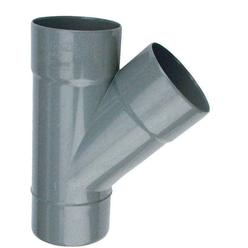 Wavin - Culotte Femelle / Femelle simple pvc - 45° - Diamètre 160 mm - Hauteur : 446,5 mm - Largeur : 361 mm - pvc Gris