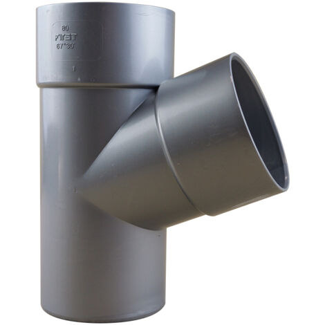 Culotte PVC 67°30 mâle femelle pour tube de descente Ø80 - aspect zinc - First Plast