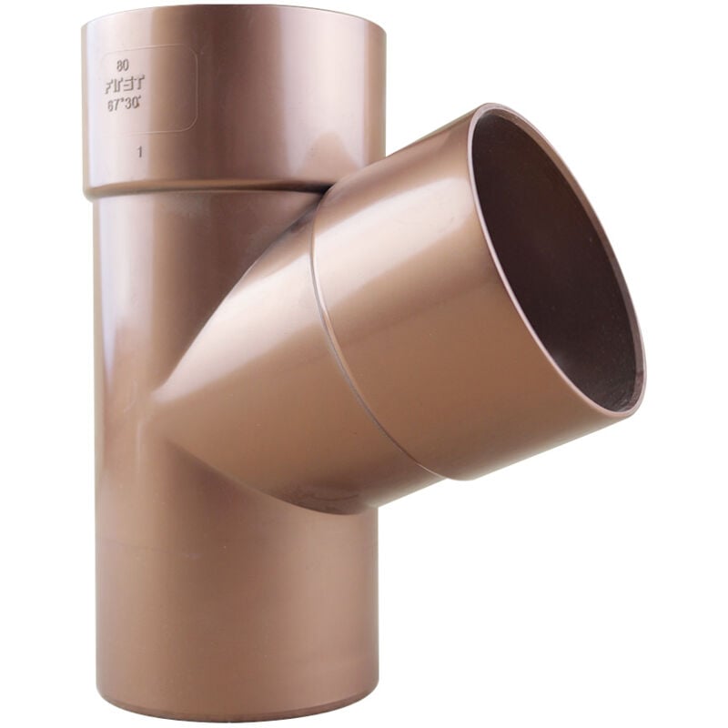 Culotte pvc 67°30 mâle femelle pour tube Ø80 épaisseur 3.2 mm - aspect cuivre First Plast