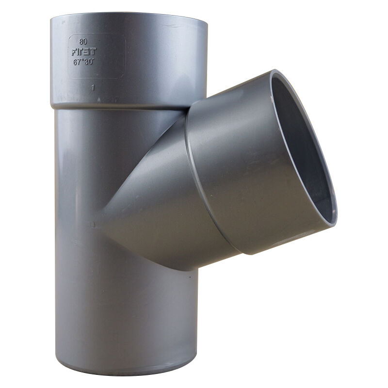 First Plast - Culotte pvc 67°30 mâle femelle pour tube de descente Ø80 - aspect zinc