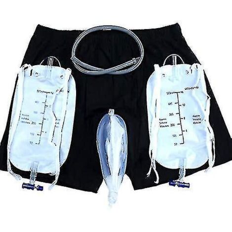 Culottes pour incontinence masculine avec poche de recueil d'urine portable et étanche, porte-cathéter urinaire pour personnes âgées - S-