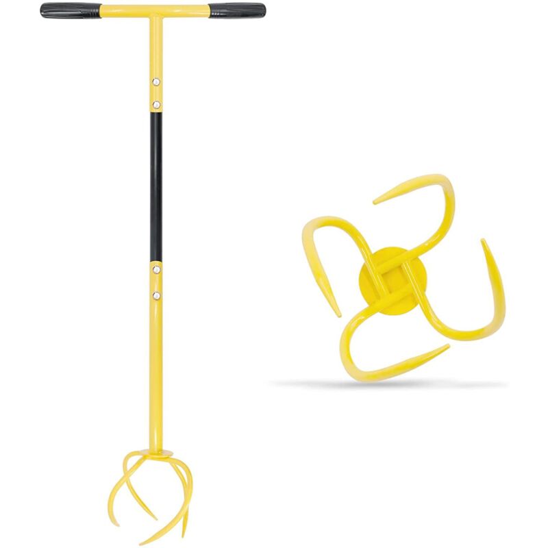 Sjqka - Cultivateur de griffe de jardin et poignée avec manche - Griffe de sol manuelle - Griffe de désherbage et griffe de terre Twist Tiller Garden