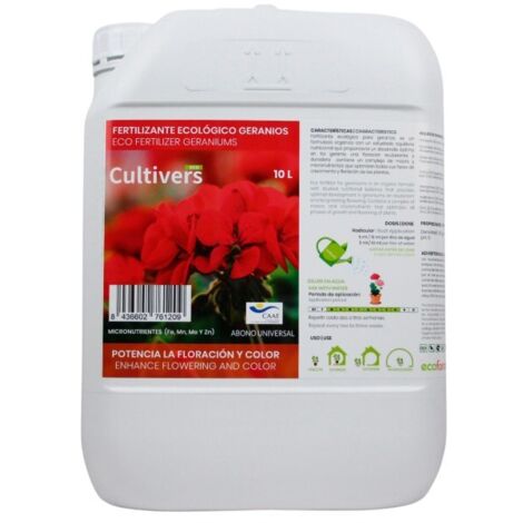 CULTIVERS Abono Geranios Líquido Ecológico 10 L