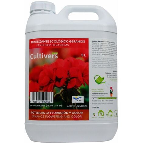 CULTIVERS Abono Geranios Líquido Ecológico 5 L