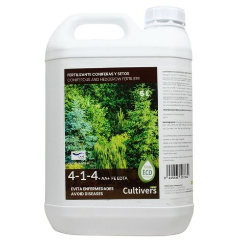 CULTIVERS Engrais Liquide pour Conifères et Haies 5 L - 100% Organique et Naturel - Prévient Les Maladies, Arbustes Vigoureux, Feuillage Plus Vert