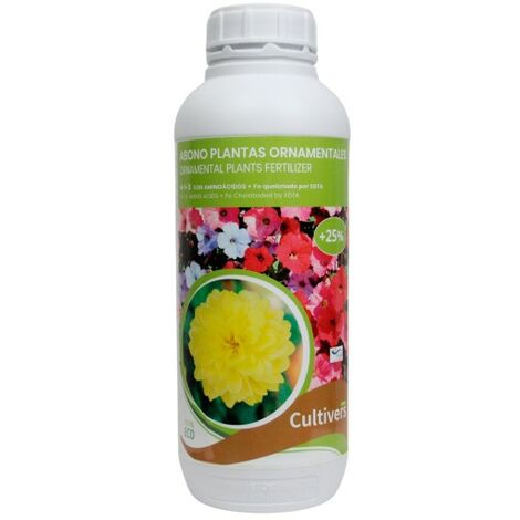 CULTIVERS Engrais organique pour plantes ornementales 1 L. Engrais liquide avec acides aminés et chélate de fer. Des plantes plus vertes
