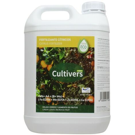 CULTIVERS Fertilizante Cítricos Ecológico 5 L. Abono Líquido Hojas más Verdes Aumenta del Tamaño Fruto. Abono 100% Natural