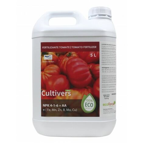 main image of "CULTIVERS Fertilizante Ecológico para Tomates Líquido de 5 L. Abono 100% Orgánico y Natural, Potencia el Sabor"