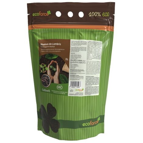 CULTIVERS Humus di lombrico biologico, 3 l, universale Fertilizzante per piante. Fertilizzante organico naturale al 100%. Ricostituente del suolo