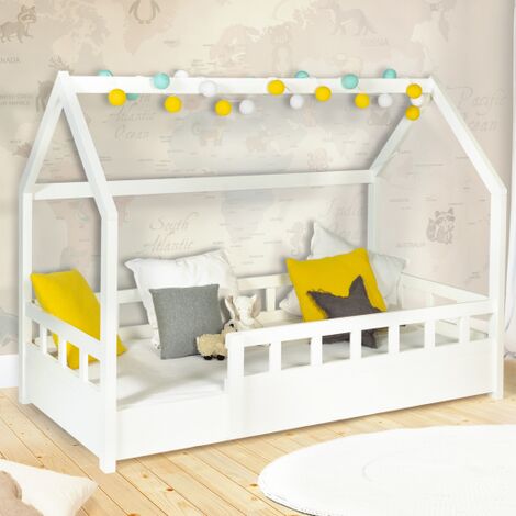 Cuna 80 x 160 CM NEREE blanca con somier y barandillas