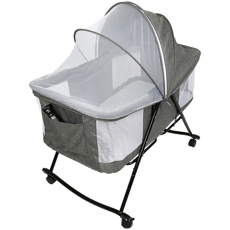 

Bathrins - Cuna de bebé plegable de viaje Cuna de bebé portátil con mosquitera Sky y bolsa de transporte 0-6 meses 10KG gris 106 * 92 * 55cm