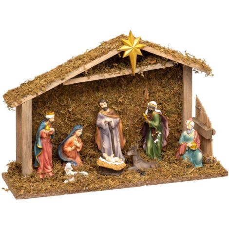 Cuna de Navidad con 8 santones 35x23,5cm resina - Atmosphera créateur d'intérieur