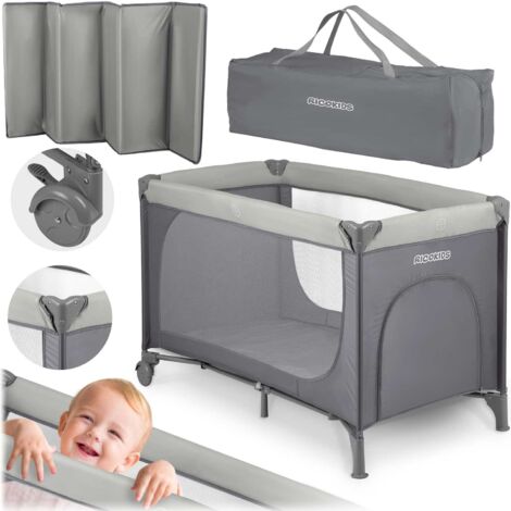Cuna de viaje 125 x 65 x 78 cm RK-240 gris claro