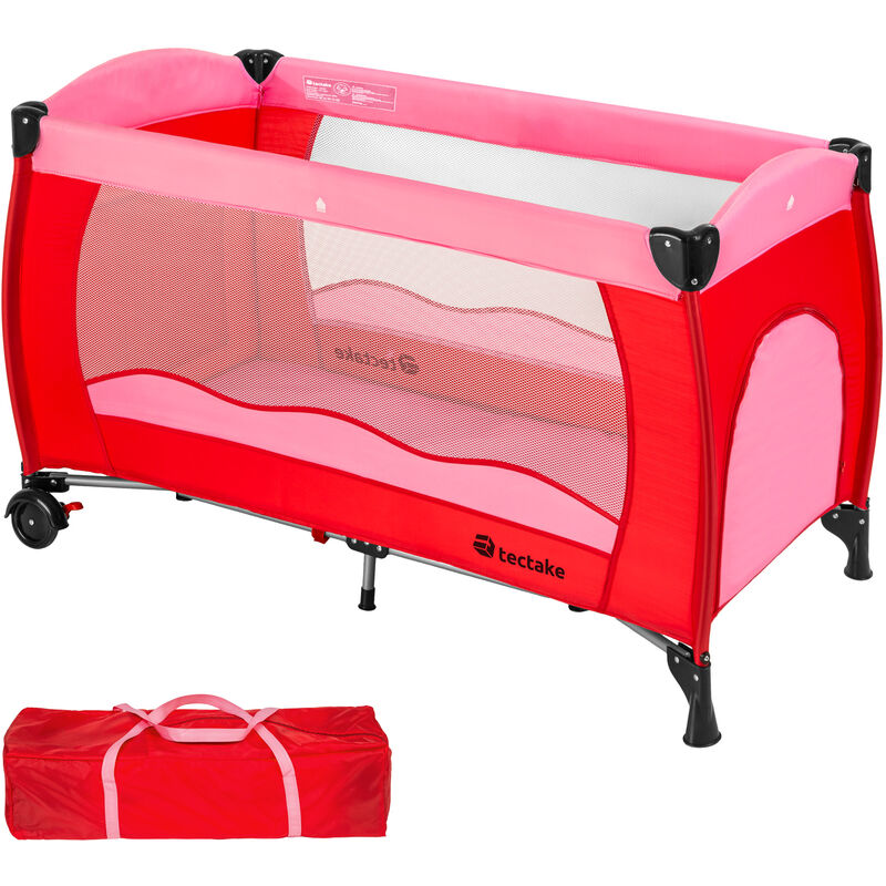 

Cuna de viaje plegable - cuna de bebé plegable para viajar, camita con malla transpirable y bolsillo lateral, cama para bebés con colchoneta y ruedas