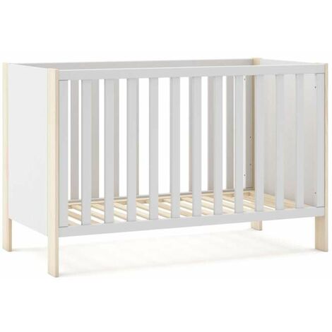 Cuna infantil DYLAN acabado blanco/cera blanca, 80cm(alto) 123cm(ancho) 65.5cm(fondo)