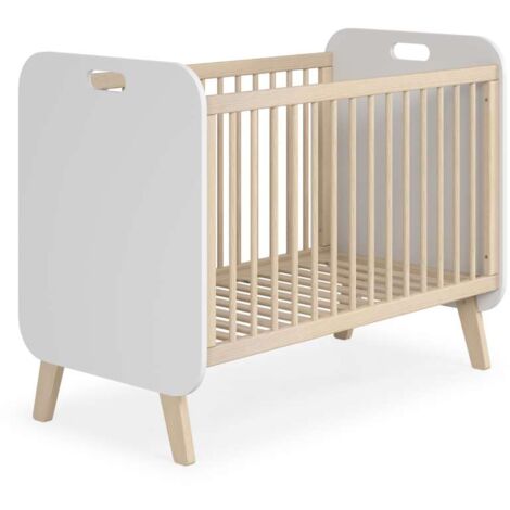 Cuna infantil Francia acabado blanco/cera blanca, 96cm(alto) 68cm(ancho) 126.8cm(fondo)