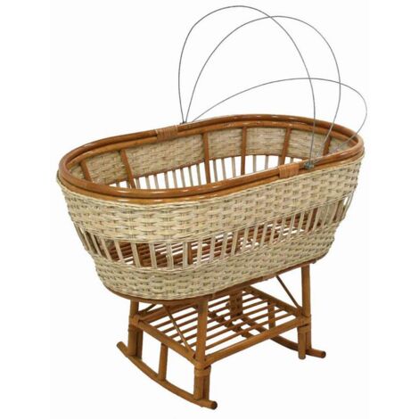 Cuna mecedora natural con ruedas 58x100 cm