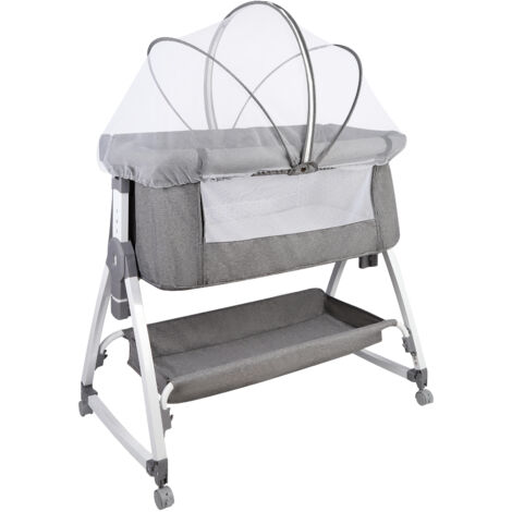 Cuna para Bebé Cuna Colecho Bebé Plegado Viaje portátil Altura regulable con Mosquitera colchón Cesta gris