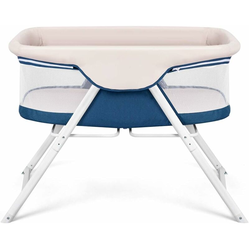 

Cuna para Bebé Plegable Bebé Cama de Viaje de Metal con Colchón y Bolsa de Transporte (Beige y azul)