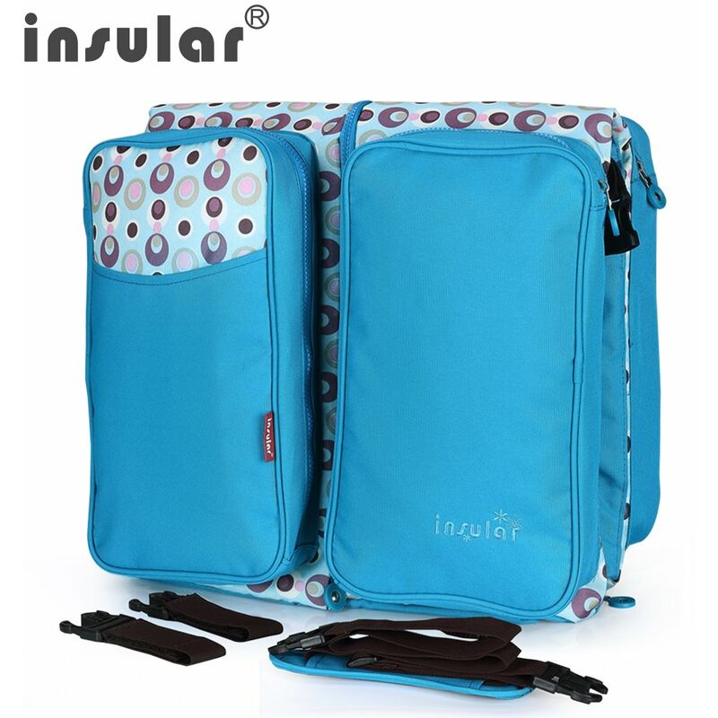 

Insular - Cuna plegable Cama de bebe plegable Bolsa de panales Estacion de cambio Bolsas portatiles de gran capacidad para momias Cuna de bebe recien