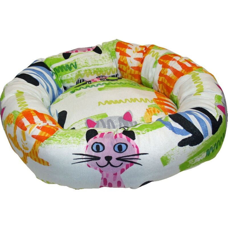 

Cuna redonda de loneta Gatos | Cama con estampado de gatos | Cuna para mascotas 45 x 12 cms