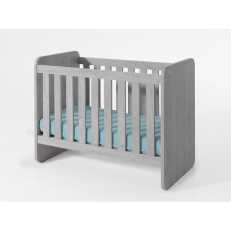 Cuna robusta 60x120 convertible en cama infantil 90x200, color gris efecto madera.