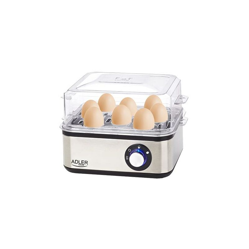 Image of AD-4486 Cuociuova elettrico per 8 uova, acciaio inossidabile, regolazione della cottura, protezione dal surriscaldamento, 800W, senza bpa - Adler