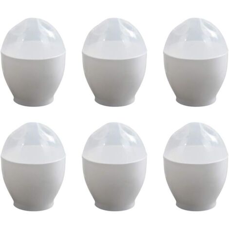 Cuociuova per microonde, cuociuova in camicia, cuociuova per microonde, utensili da cucina, contenitori per uova, 6 pezzi (bianchi)..DEBUNS