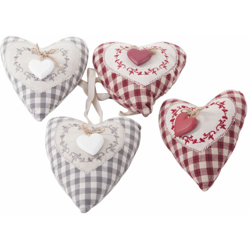 Cuore decorativo in stoffa cm 17X13 min 8 ass